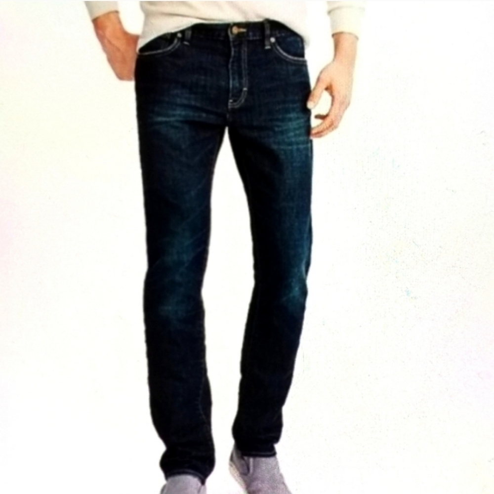 J. Crew Driggs Slim Straight Jeans 34 x 34 100% Cotton Dark Wash